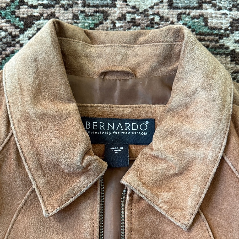 Vintage Bernardo by Nordstrom Suede Camel Tan Leather Jacket - Picture 2 of 10